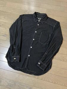 【美品 XSサイズ】18AW COMME des GARCONS HOMME DEUX ポリ縮シャツ 黒