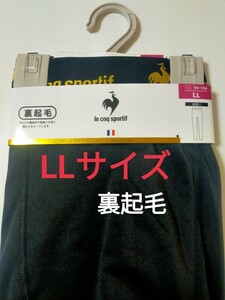 LL 即決！送料無料！lecoq ルコック メンズ 暖かい 裏起毛 タイツ レギンス スパッツ ゴルフ ウェア インナー【無地 黒×金】XLサイズ