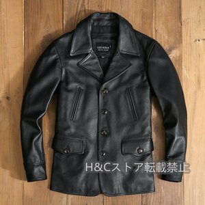 アメカジ　 レザージャケット 上品　本革 牛革　ライダースジャケット メンズファッション 　革ジャン コート S～5XL　黒　秋冬