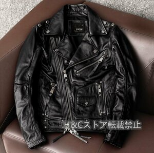 ハレーバイクレザージャケット 上品　本革 高級牛革　ライダースジャケット 革ジャン Ｓ～6XL　秋冬　メンズ