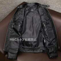 新品　ハレーバイクレザージャケット 上品　本革 高級　羊革　ライダースジャケット 革ジャン Ｓ～5XL　秋冬　黒_画像2