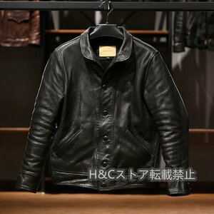 レザージャケット メンズ アメカジ　バイクジャケット品質の高い　柔らかい羊革　本革　革ジャンＭ～4XL　　黒