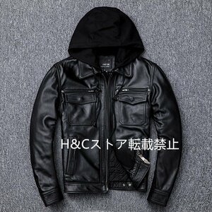 メンズ 革ジャン 最上級 牛革 レザージャケット ライダース バイクウエア オートバイ本革 ブルゾン ファー襟取外し可能 S~6XL