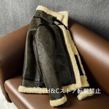 スタイル B-3 高品質 フライトジャケット 羊革 ラムウール 毛皮 レザージャケット ブルゾン 厳冬対策 S~6XL_画像3