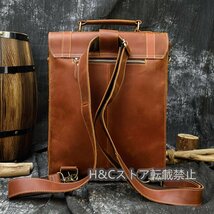 大容量 派手 ヌメ革 書類鞄 ハンドメイド ショルダーバッグ 斜めがけ ハンドメイドリュックバッグ 牛革　　ブラウン_画像4