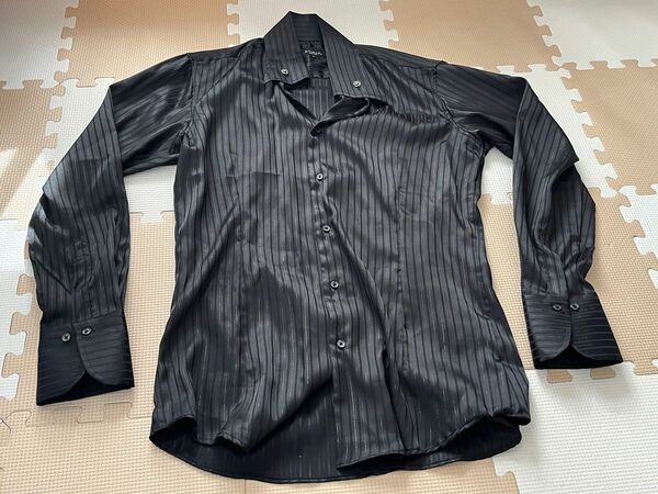 【美品】GILMAC 黒 光沢 ドレスシャツ L