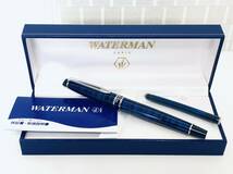 WATERMAN ウォーターマン 万年筆 FRANCE （M）ブルー 青色 化粧箱 取扱説明書 未使用 保管品 現状品_画像1