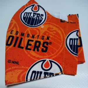 NHL Edmonton Oilers Edmonton euler z with logo mask cover Face Off Mask Cover Canada made Made in Canada orange 