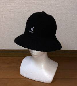 美品 KANGOL Bermuda Casual 0397BC S カンゴール バミューダ カジュアル メトロハット バケットハット ベルハット ブラック 黒 男女兼用