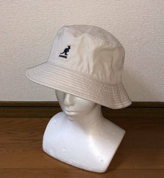 美品 KANGOL Washed Bucket K4224HT L カンゴール ウォッシュド バケット バケットハット ベルハット ベージュ カーキ 男女兼用 Ｌ