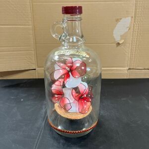 ボトル 瓶 花 インテリア 置物 硝子 昭和レトロ 中古品 飾りが取れています