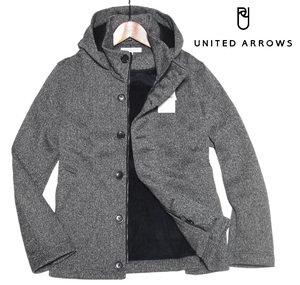 新品! ユナイテッドアローズ 裏起毛 ボンディング フード ブルゾン グレー (S) 送料520円☆UNITED ARROWS ヘリンボーン ジャケット 秋冬 灰