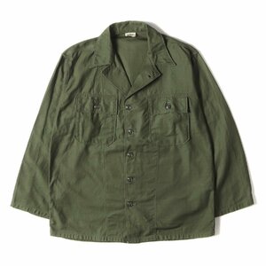 60s 米軍実物 1st 後期 コットンサテン ユーティリティ シャツ 筒袖 ミントコンディション グリーン M ヴィンテージ ミリタリー 60年代