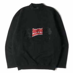 VETEMENTS ヴェトモン 18AW ロゴワッペン オーバーサイズ ヘビー スウェットシャツ Logo Embroidered Sweatshirts ブラック XS