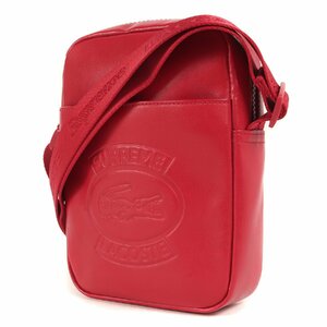 美品 Supreme シュプリーム バッグ LACOSTE L!VE フェイクレザー ショルダーバッグ Shoulder Bag レッド 赤 FREE 18SS ラコステ コラボ