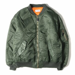 LITHIUM HOMME リチウムオム 22AW オーバー サイズ ウール パテッド ミリタリー ボンバー ジャケット OVERSIZED MA-1 セージグリーン 46