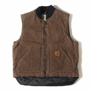 Carhartt カーハート ベスト サイズ:XL 90s 裏キルティング チョコレートダック フルジップ ベスト 90年代 ヴィンテージ 古着 USA製