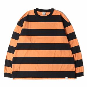 CALEE キャリー Tシャツ サイズ:XL ボーダー ロングスリーブ Tシャツ オレンジ ブラック トップス カットソー 長袖 ブランド カジュアル