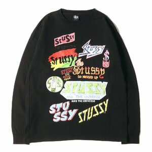 STUSSY ステューシー Tシャツ サイズ:XL マルチ グラフィック ロングスリーブ Tシャツ ブラック 黒 トップス カットソー 長袖 ブランド