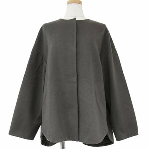 theory luxe セオリーリュクス コート ジャケット グレー 38(M) アウター ブルゾン ショート ノーカラー クルーネック ドロップショルダー