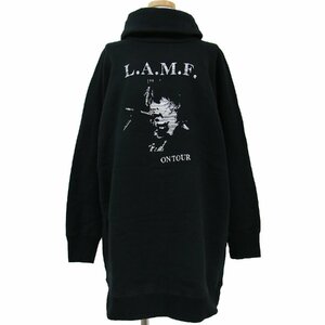 HYSTERIC GLAMOUR ヒステリックグラマー ワンピース ブラック 黒 FREE トップス ミニ 膝上 チュニック スウェット 刺繍 L.A.M.F.