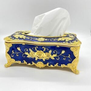  Europe manner feeling of luxury blue Gold rose design tissue box case ro here style cat pair blue navy blue . series stylish abroad recommendation cat pair . series 