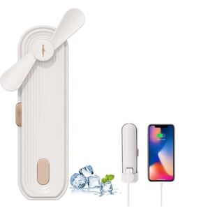 携帯扇風機 手持ち扇風機 強力 USB充電式扇風機 (白色)ハンディ