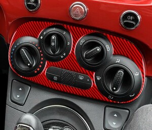 赤 フィアット アバルト 500 コンソールインテリアトリム カーボン調 オートエアコンパネルカバー フィアット アバルト