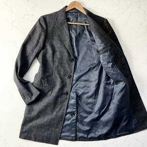 A47 ユナイテッドアローズ GREEN LABEL RELAXING チェスターコート グレンチェック ウール チャコールグレー L UNITED ARROWS