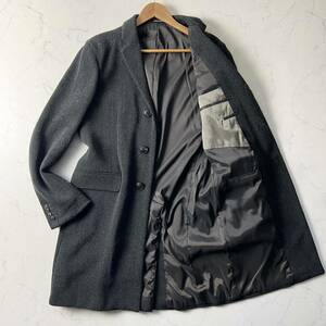 C49 エンポリオアルマーニ SARTORIAL DECO【王者の風格】チェスターコート ウール ブラック 48 L EMPORIO ARMANI