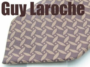 OB 396 ギラロッシュ Guy Laroche ネクタイ 茶色系 ジオメトリック柄 ジャガード