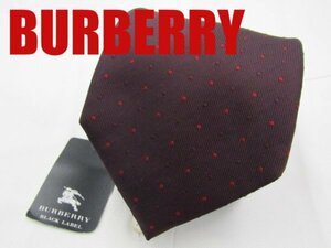 OB 542 バーバリー ブラックレーベル BURBERRY BLACK LABEL ネクタイ タグ付 エンジ色系 ドット柄 ジャガード