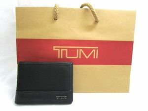 TUMI マネークリップ付きカードケース 黒 二つ折り トゥミ 財布 メンズ 8ポケット 紙袋付き ブラック【中古】[YS001_2312111045_001] 