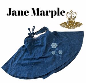Jane Marple ／ ジェーンマープル 花刺繍 デニム風 巻きスカート Mサイズ 20年ほど前のもの