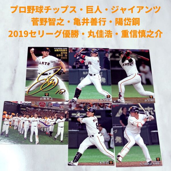 プロ野球チップス 巨人 ジャイアンツ 菅野智之 亀井善行 陽岱鋼 丸佳浩 重信慎之介 2019年セリーグ優勝記念