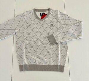 ＊ＦＪ　フットジョイ　アーガイルＶネックセーター　ＦＪ－Ｆ２２－Ｍ０２　(ホワイト)　２ＸＬ