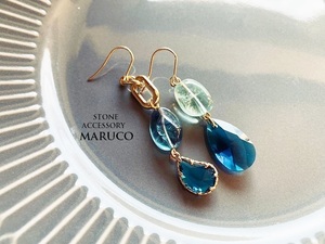 △MARUCO△PP390-333フローライト asymmetry*天然石ピアス stainless　【送料無料】*イヤリング+100円 樹脂ピアス+50円*　　