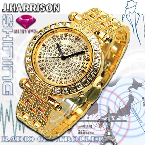 J.HARRISON John is lison wristwatch men's electro-magnetic wave clock battery type natural ruby 1 stone attaching car - person gJH-088M (46) new goods 