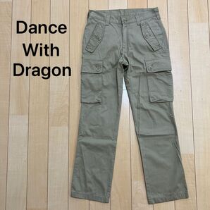 ダンスウィズドラゴン カーゴパンツ レディース ロゴ刺繍 カーキ サイズ28