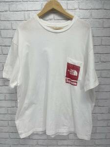 ◎117◆中古品★Supreme シュプリーム × The North Face ザノースフェイス 23SS Pocket S/S Tee Tシャツ ※登坂広臣着用 XLサイズ