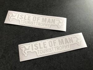 【送料無料】海外限定 マン島 TT レース ISLE OF MAN ステッカー 白色 ２枚セット 公道レース 国旗 世田谷