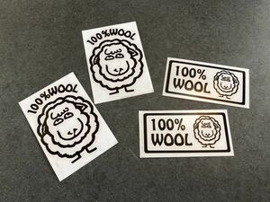 送料無料♪ 100%WOOL ステッカー お得 4枚セット 黒色 US ミリタリー ハーレー カブ 所さん 世田谷ベース 世田谷