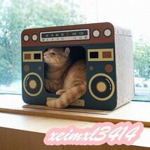 猫 爪とぎ 猫ハウスラジオ型 つめとぎ 爪みがき　ベッド ダンボール 高密度 ネコトンネル ストレス解消 通気 家具破壊防止_画像5