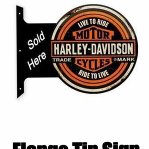 【HARLEY DAVIDSON ラウンド フランジ サイン 看板 】メタル ブリキ 垂直 壁面 店舗 ハーレーダビッドソン