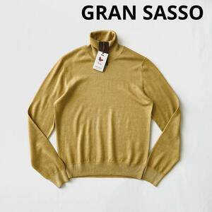 【未使用】GRAN SASSO グランサッソ 12ゲージ ウール タートルネック セーター 44 イエロー 黄色 製品染め ハイゲージ ニット 国内正規