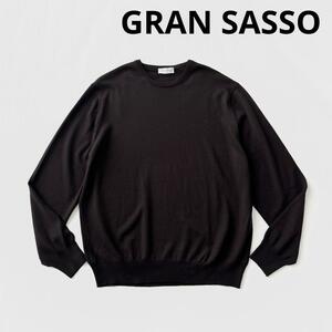 GRAN SASSO グランサッソ ウール クルーネック ニット セーター L ブラウン 茶 ハイゲージ プルオーバー メンズ イタリア製 長袖 国内正規