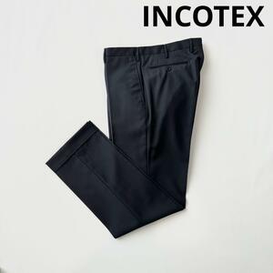 INCOTEX インコテックス SUPER100's ウール パンツ 48 ネイビー 紺 メンズ トラウザー スラックス 国内正規