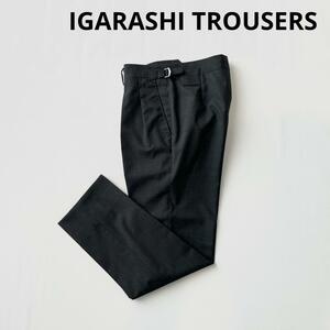 【別注】IGARASHI TROUSERS × BEAMS F イガラシトラウザーズ 2プリーツ サイドアジャスター ウール スラックス 42 グレー 日本製 国内正規