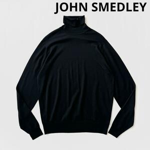 JOHN SMEDLEY ジョンスメドレー タートルネック ウール ハイゲージ ニット M ブラック 黒 セーター プルオーバー 長袖 イギリス製 国内正規