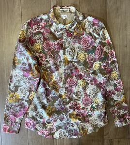 美品●極上 ポールスミス【上品な紳士の洒落着】長袖シャツ 春夏 Paul Smith 総柄 花柄 フラワー モード 高級感白ホワイト　薔薇バラ　白